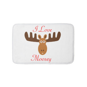 Moose Head_I Love Moosey_whimsical & humourous Bath Mat