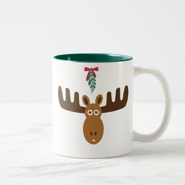 Moose Head_Mooseltoe_Merry Kiss Moose Two-Tone Coffee Mug (Right)