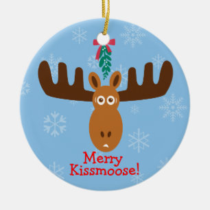 Moose Head_Mooseltoe_Merry Kissmoose! Ceramic Tree Decoration