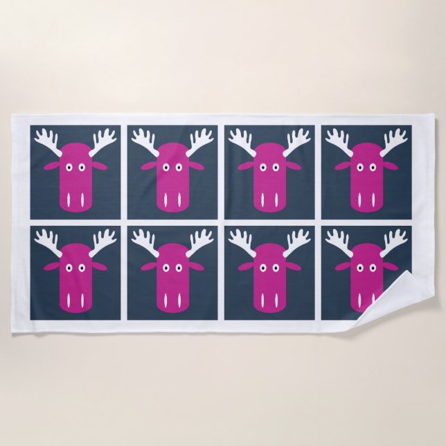 Moose Head Pop Art beach towel (Front)