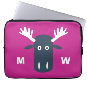 Moose Head Pop Art custom monogram laptop sleeves