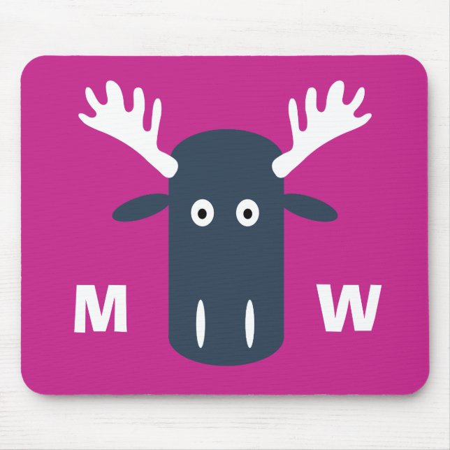 Moose Head Pop Art custom monogram mousepad (Front)