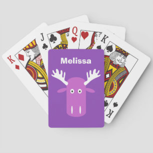 Moose Head Pop Art custom monogram playing cards