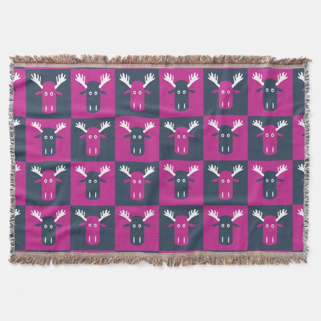 Moose Head Pop Art throw blanket (Front)