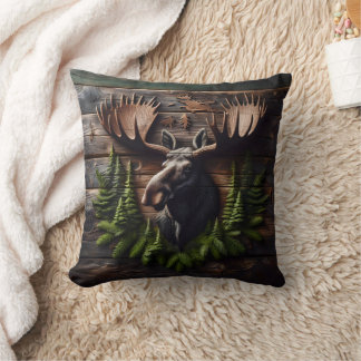 Moose Head Wall Mount With Pine Foliage Cushion