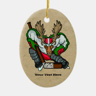 Moose Hockey Ceramic Tree Decoration
