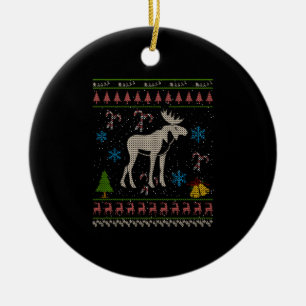 Moose Hunting Christmas Ugly Shirt Moose Christmas Ceramic Tree Decoration