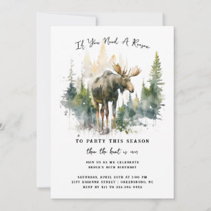 Moose   Hunting Themed Birthday Party Invitation