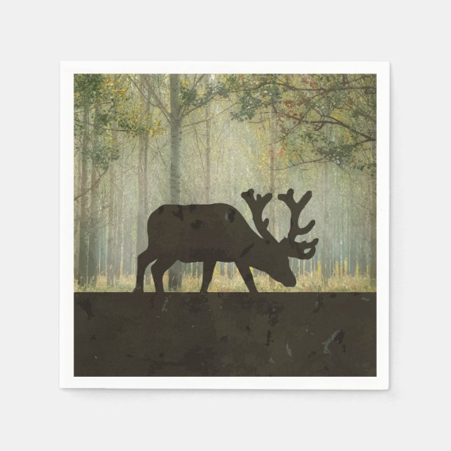 Moose in Forest Illustration Napkin (Front)