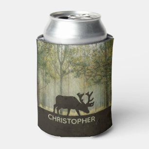 Moose in Forest Illustration Personalised Can Cooler