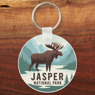 Moose in Jasper National Park Canada Travel Key Ring