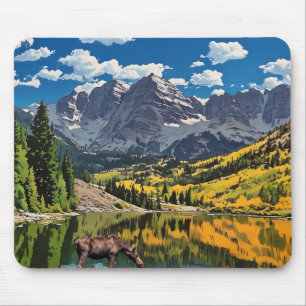 Moose in Maroon Bells Mouse Pad