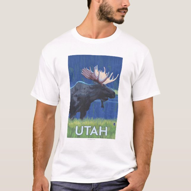 Moose in MoonlightUtah T-Shirt (Front)