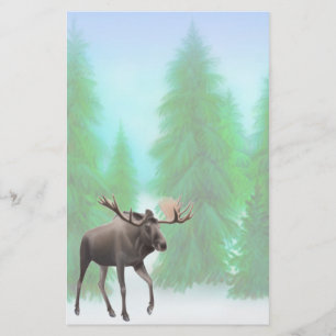 Moose in Pine Forest Stationery