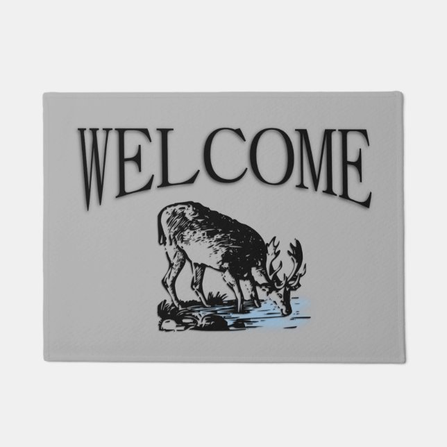 Moose in Stream Welcome Doormat (Front)