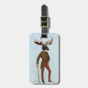 Moose In Suit Full 2 Luggage Tag