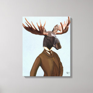 Moose In Suit Portrait Canvas Print