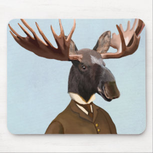 Moose In Suit Portrait Mouse Pad