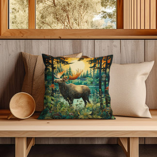 Moose In The Boreal Forest Cushion