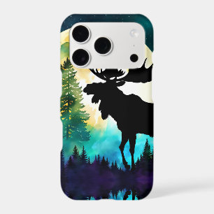 Moose in the forest Full moon