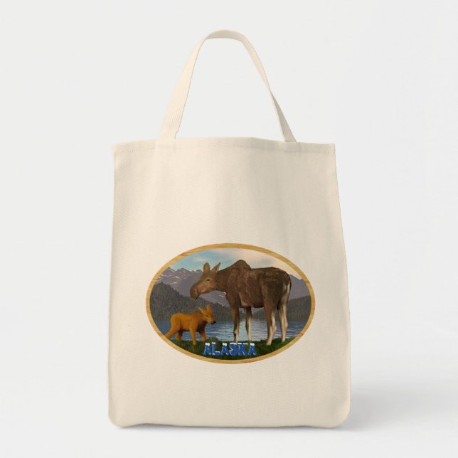 Moose in the Meadow - Alaska Tote Bag (Front)