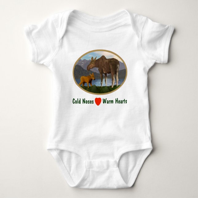 Moose in the Meadow Baby Bodysuit (Front)