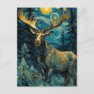 Moose in the Pine Forest Van Gogh Postcard