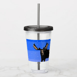 Moose in Winter - Original Wildlife Art Acrylic Tumbler