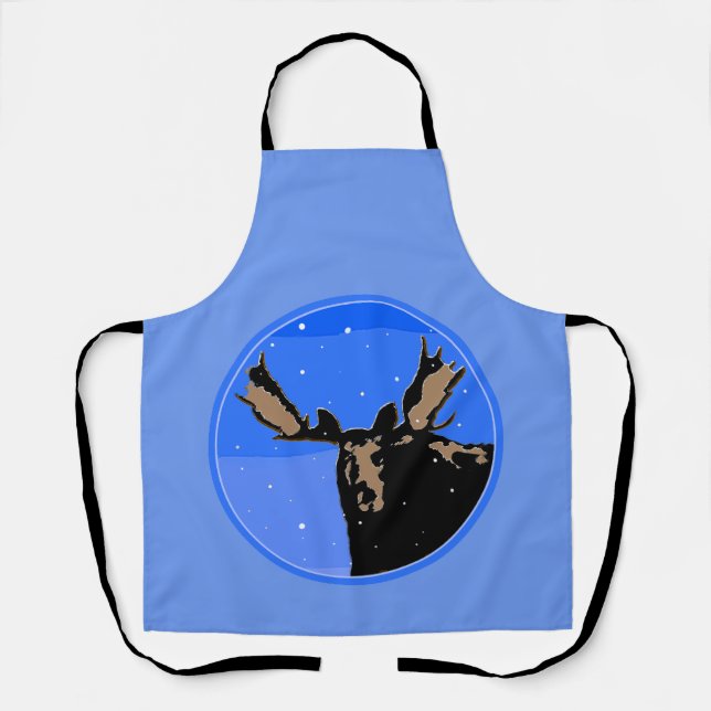 Moose in Winter  - Original Wildlife Art Apron (Front)