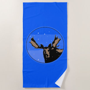 Moose in Winter  - Original Wildlife Art Beach Towel