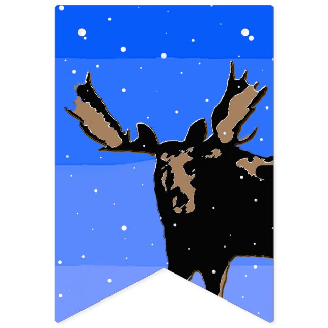 Moose in Winter  - Original Wildlife Art Bunting (First Flag)