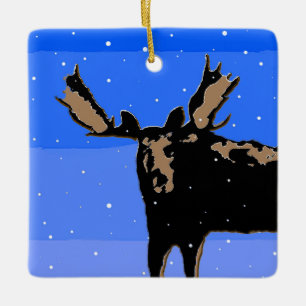 Moose in Winter - Original Wildlife Art Ceramic Ornament