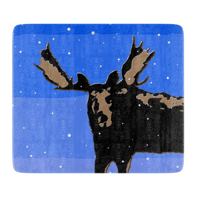 Moose in Winter  - Original Wildlife Art Cutting Board (Front)