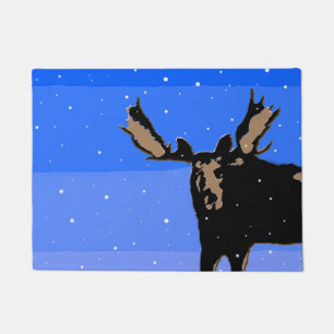 Moose in Winter  - Original Wildlife Art Doormat