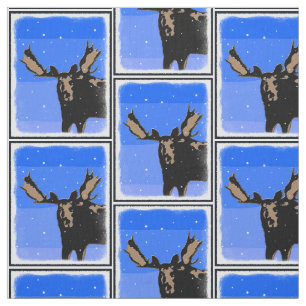 Moose in Winter  - Original Wildlife Art Fabric