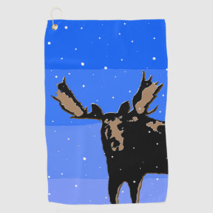Moose in Winter  - Original Wildlife Art Golf Towel