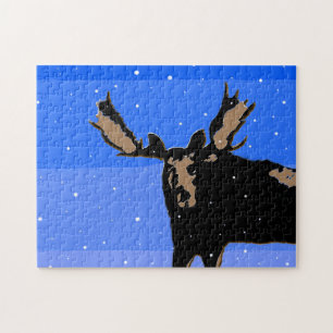 Moose in Winter - Original Wildlife Art Jigsaw Puzzle