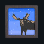Moose in Winter  - Original Wildlife Art Keepsake Box<br><div class="desc">Moose in Winter portrait, original painting. We specialise in cute and funny original art. Buy this for yourself or as a great gift for your Moose in Winter loving friends. Be creative - click on CUSTOMIZE to add/remove/change text, resize the picture, change colours or anything else the customisation tool will...</div>