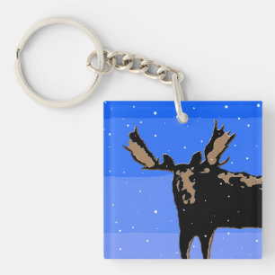 Moose in Winter - Original Wildlife Art Key Ring