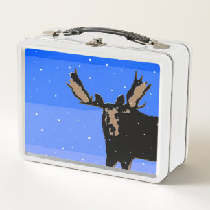 Moose in Winter - Original Wildlife Art Metal Lunch Box