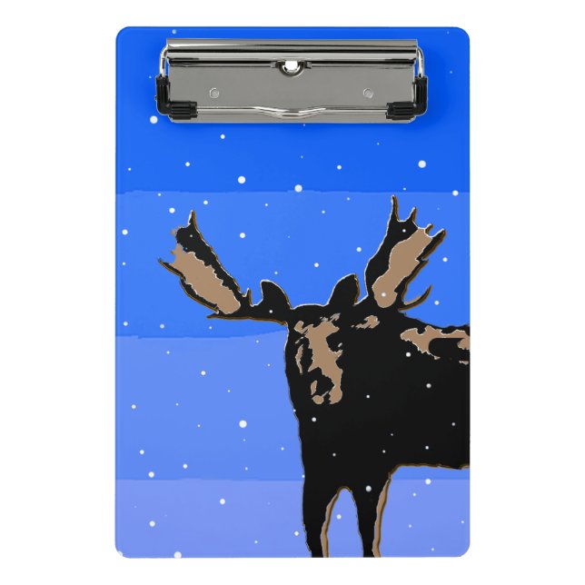 Moose in Winter  - Original Wildlife Art Mini Clipboard (Front)