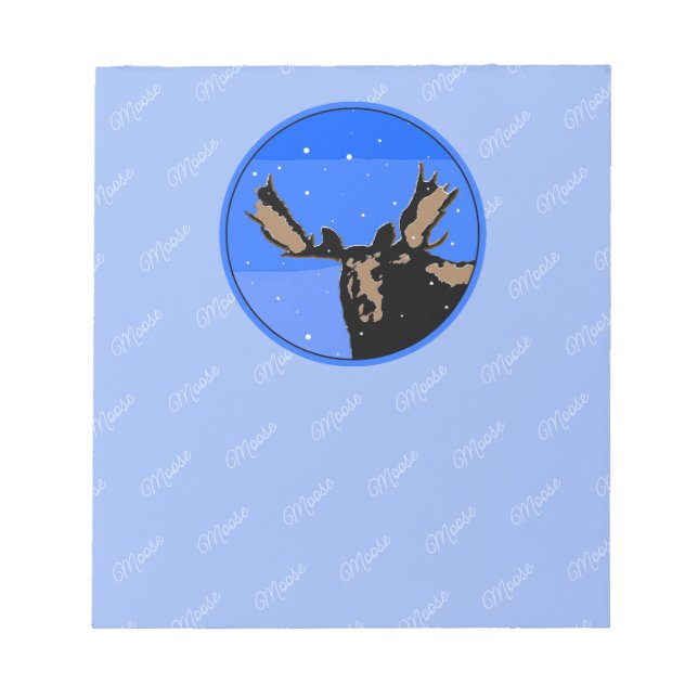 Moose in Winter  - Original Wildlife Art Notepad (Front)