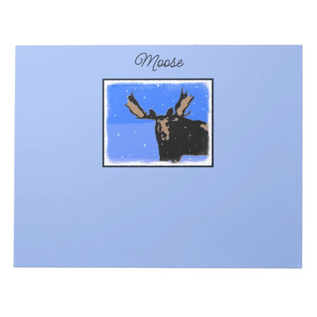 Moose in Winter  - Original Wildlife Art Notepad (Front)