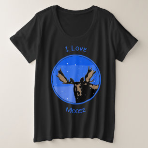 Moose in Winter - Original Wildlife Art Plus Size T-Shirt
