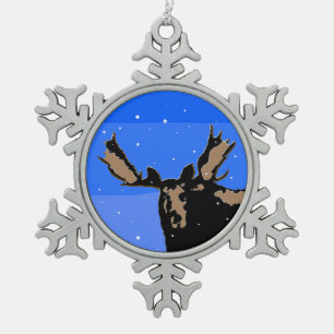 Moose in Winter - Original Wildlife Art Snowflake Pewter Christmas Ornament