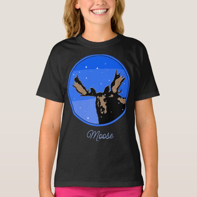 Moose in Winter  - Original Wildlife Art T-Shirt (Front)