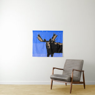 Moose in Winter - Original Wildlife Art Tapestry