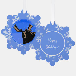 Moose in Winter - Original Wildlife Art Tree Decoration Card