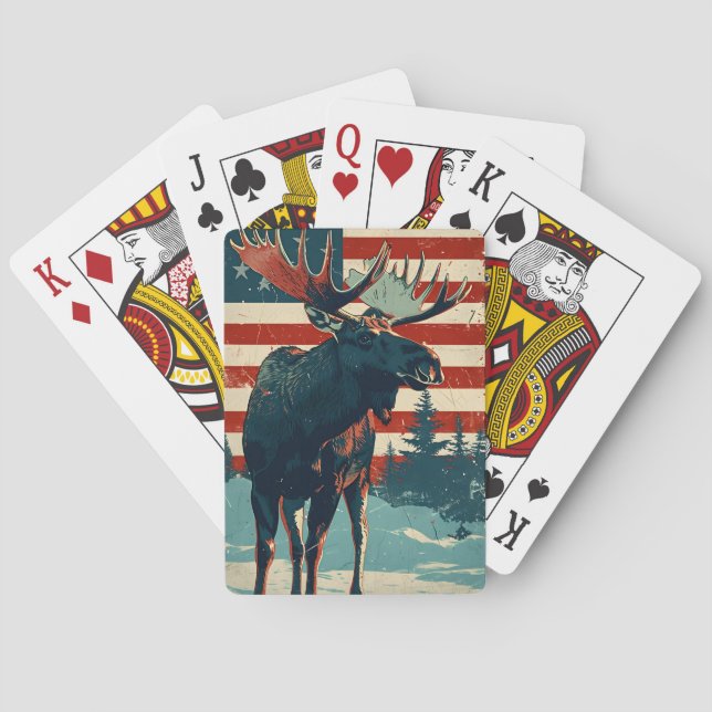 Moose Independence day 4th of july Playing Cards (Back)