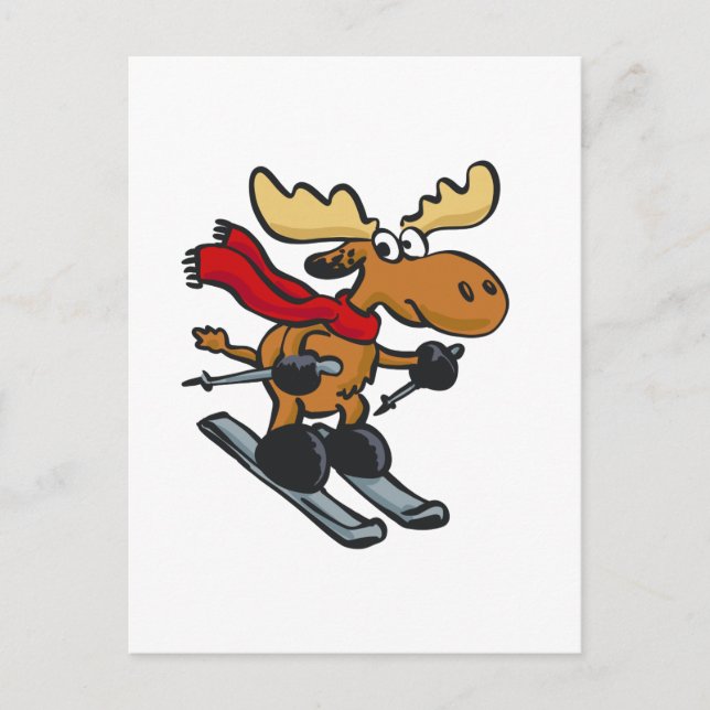 Moose is skating at winter | choose back colour postcard (Front)